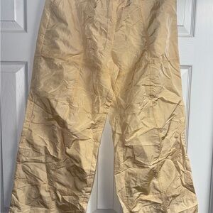 NWT PAC SUN IVORY PARACHUTE DRAW STRING PANTS WOMEN'S SZ MED Y2K BAGGY CARGO